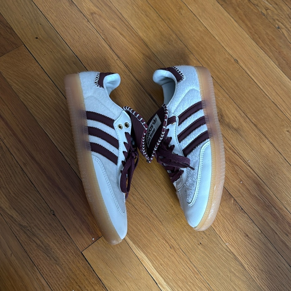 Adidas x Wales Bonner Samba sneakers size 6.5 maroon / white - Picture 3 of 7